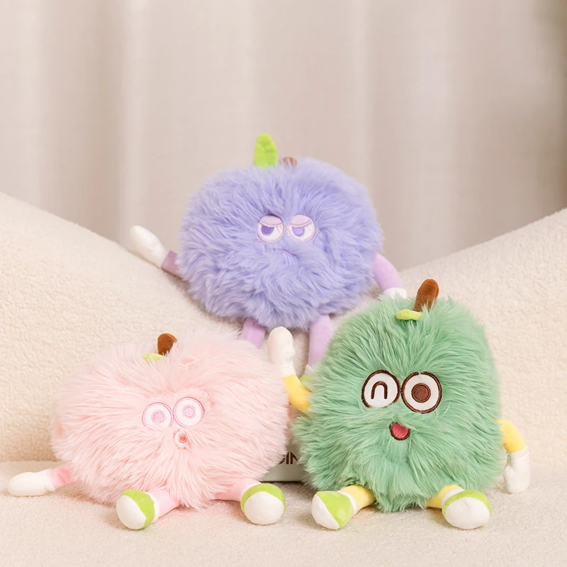 25CM Kawaii Custom Fruit Plushie Pear MangoStean Peach Stuffed Soft Figure Stand Plush Toy for Kids