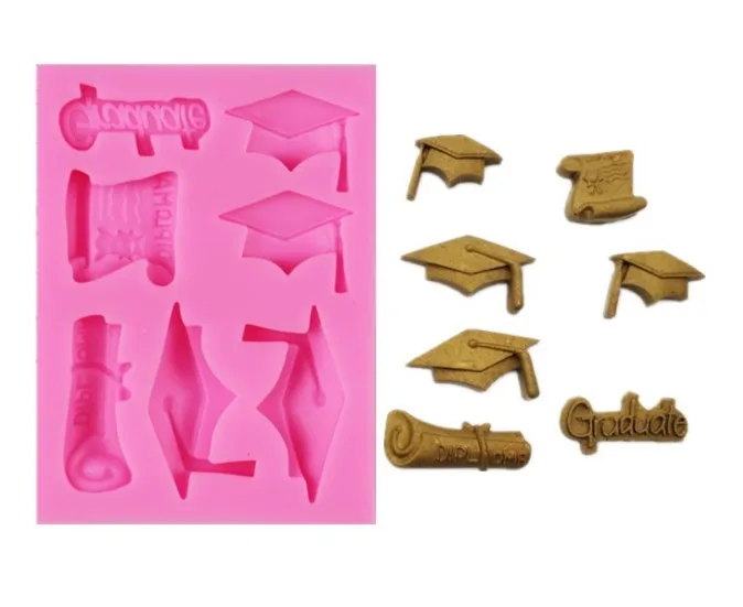 Low Moq Graduation Scroll Book Shapes DIY Chocolate Fondant Silicone Mold for Cake Toppers Decoration Moulds