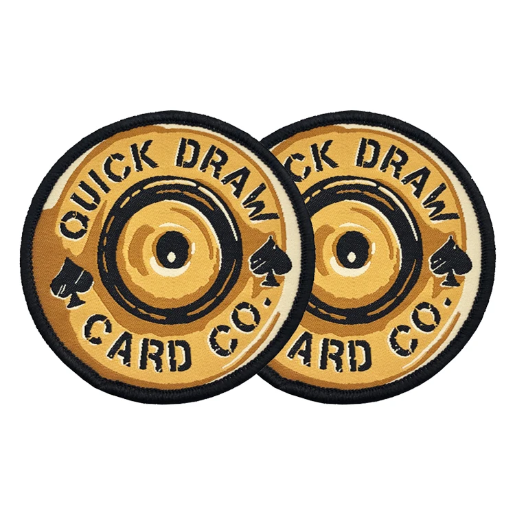 High Quality Custom Logo Woven Patches Round Woven Badges Iron On Clothing Patches