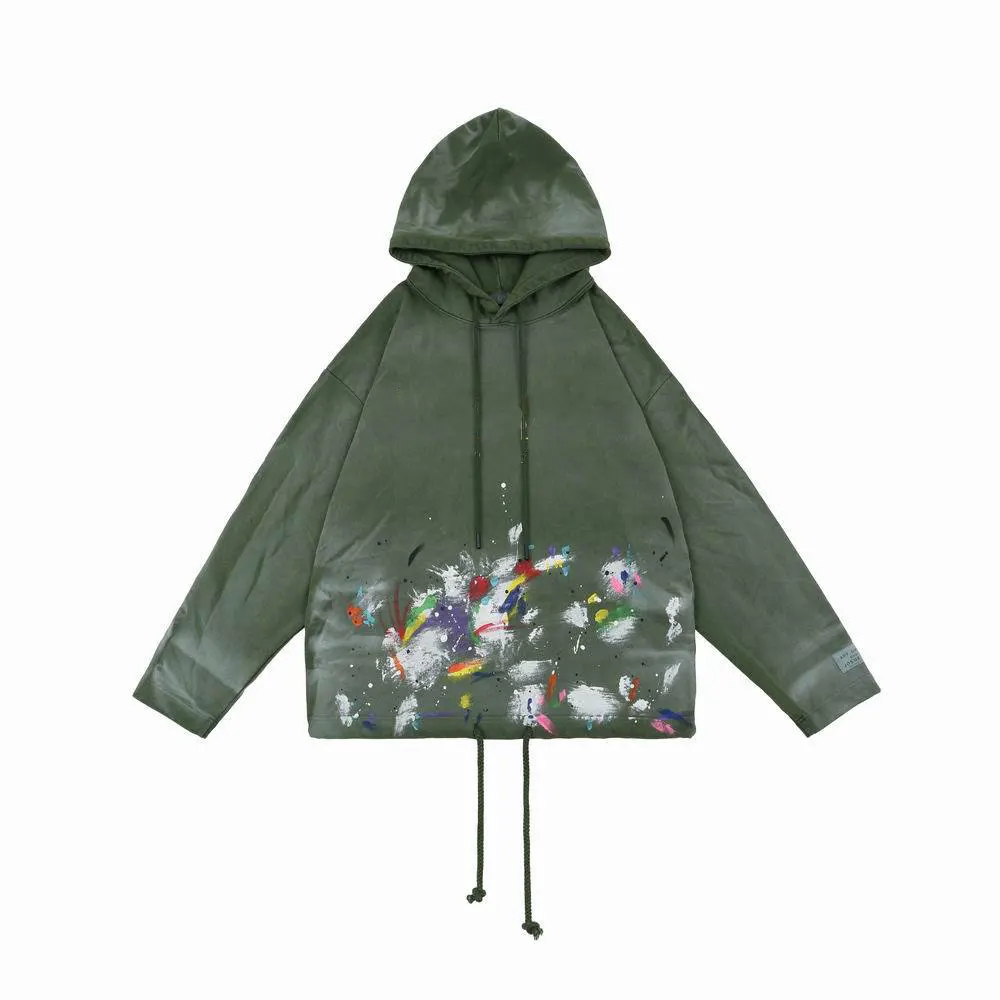 China Supplier Hand painted Graffiti Splash High Street Style Hooded Sweatshirt Men Heavyweight Fleece Hoodie