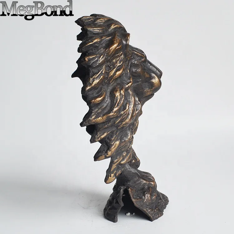 Cast iron lion head home decor for interior decorations,  metal lion head abstract sculpture for table