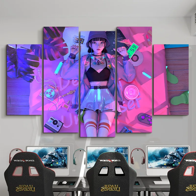 Wholesale Anime Trendy Aluminum Decorative Painting Girl Creative Poster Canvas Painting