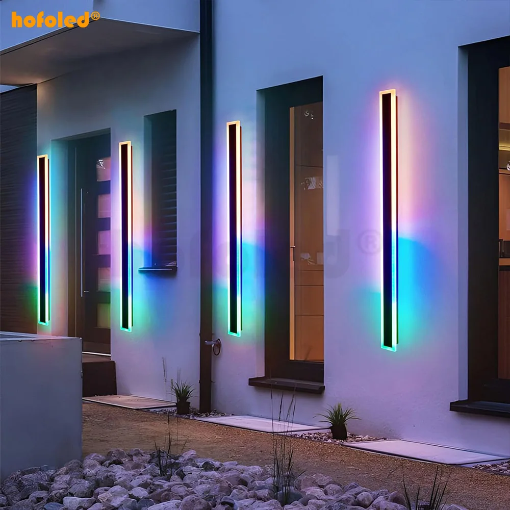 Modern Fixture Sconce RGB Strip Wall Light Indoor Home Sconce Strip Wall Lamp Outdoor Multicolor Long Led Linear Wall Lights