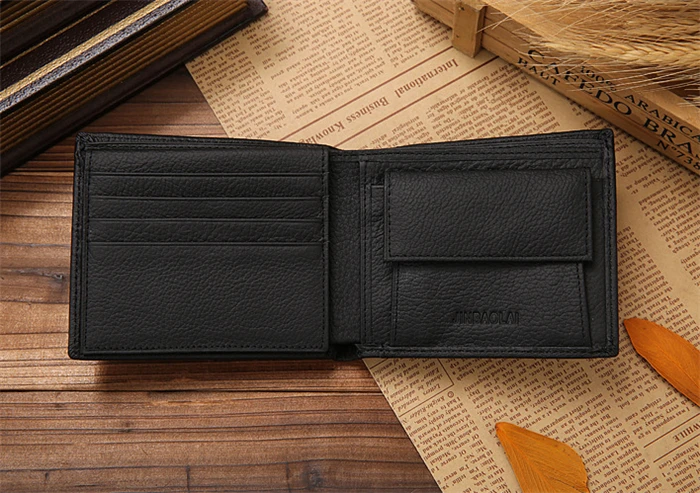 Jinbaolai брендовый складной мужской кошелек из натуральной кожи с карманом для монет