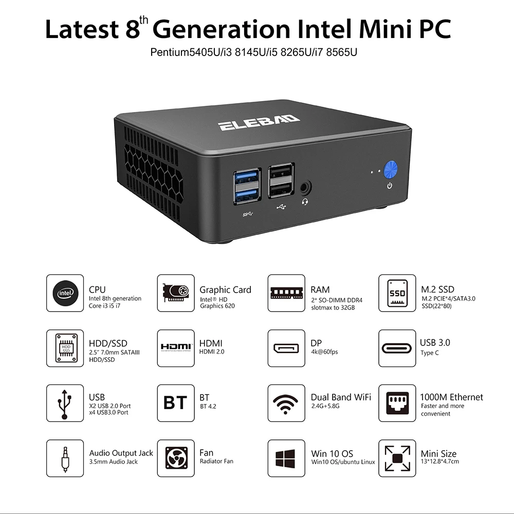  2021 10th Gen ледяное озеро barebone Мини ПК Intel Core i5-1035G7 (4 ядра/8thred 1 2 ГГц-3 7 ГГц 6 м) thunderbolt 3 рабочего стола для AI