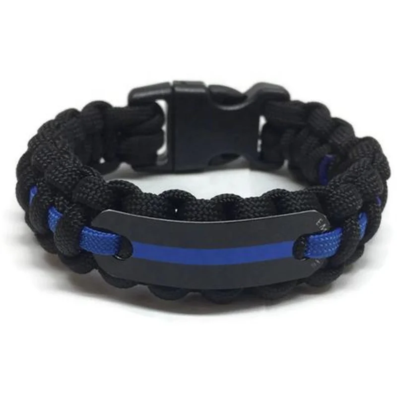 Hot sale 550 survival paracord bracelet thin bule line handmade paracord bracelet