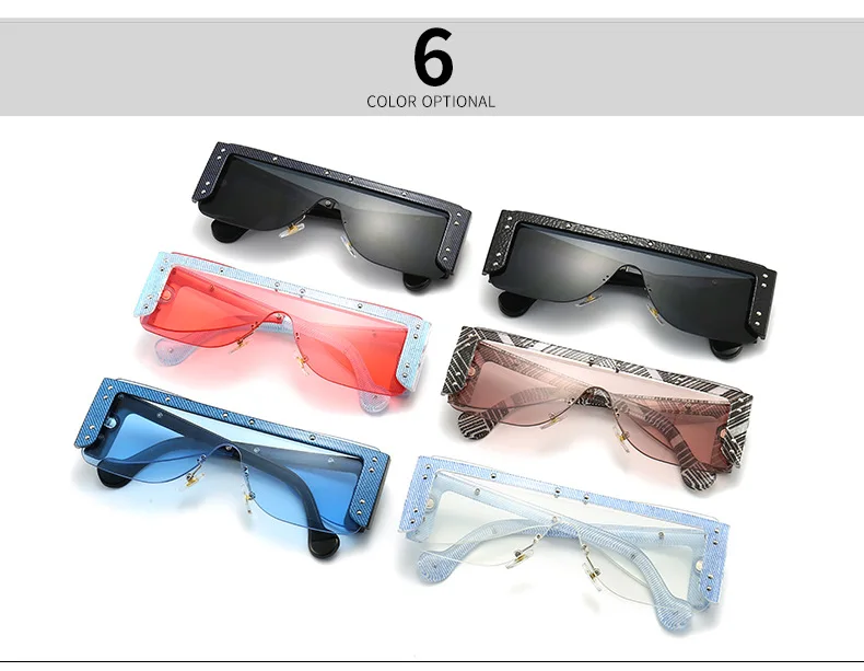 fashion sunglasses newest 2020 Flat Top Oversized Square Rimless one piece   Uv400 plastic shades sun glasses women 4298