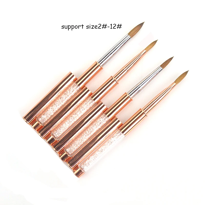 2020 Wholesale Acrylic Brushes Rhinestone Nail Brushes 100% Pure Kolinsky Nail Art Brush