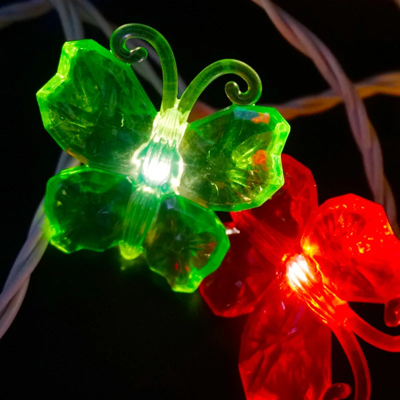 Бабочка гирлянда 10 светодиодов теплый белый для весенне-летнего украшения