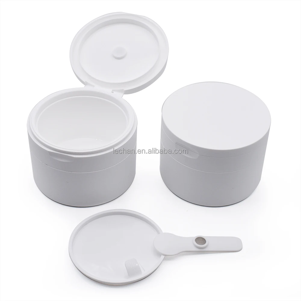 Empty Double Wall Cosmetic Jar 100ml 150g White Plastic Pot with Lid for Creams and Lotions
