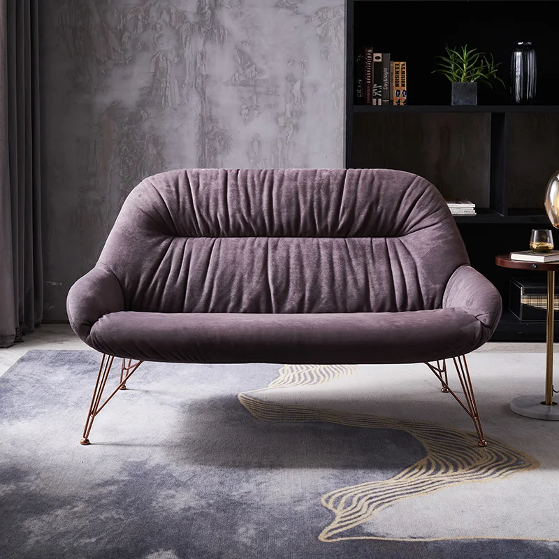 Light luxury and simple high-grade suede fabric art small family living room leisure creative double three sofa
