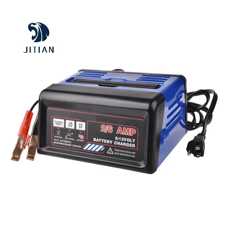 Automatic 2/6A Car Battery Charger 6V 12V Factory Plug Connection 1-Year Warranty
