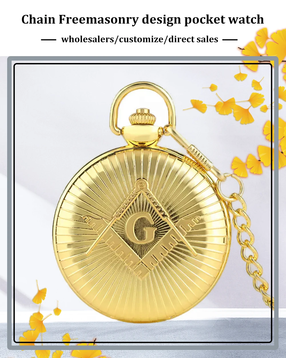 Wholesale Good Price Stainless Steel Case Quartz Movement Retro Engraved Skeleton Mechanical Masonic Pocket Watch