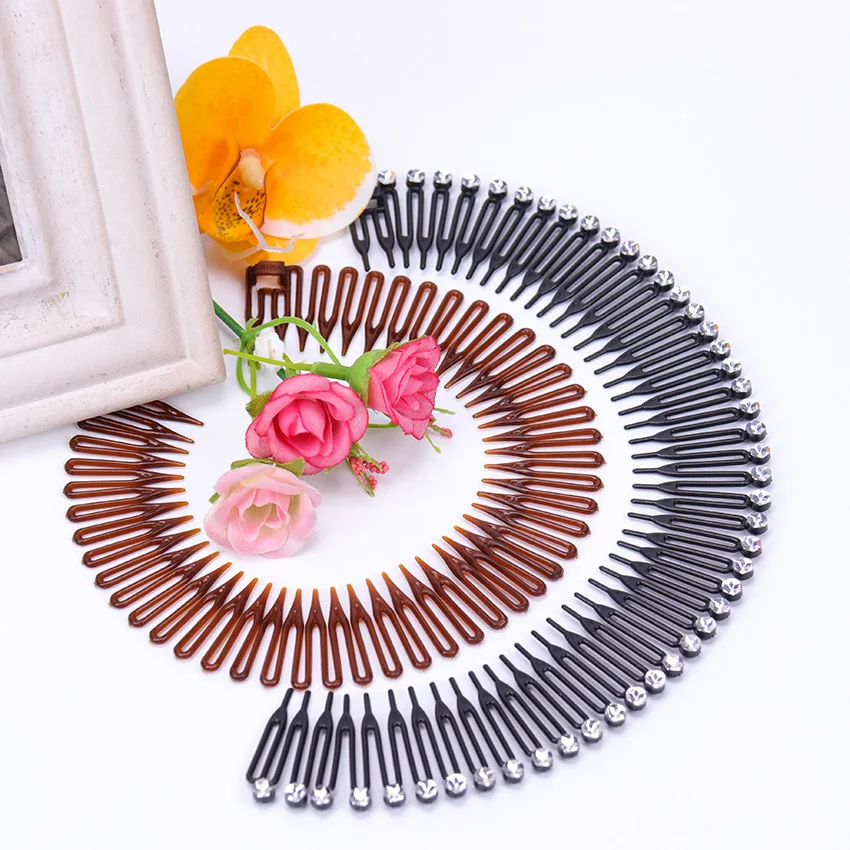 Plastic Full Circle Stretch Diamond Flexible Comb Teeth Headband Girls Face Wash Fixed Hair Accessories