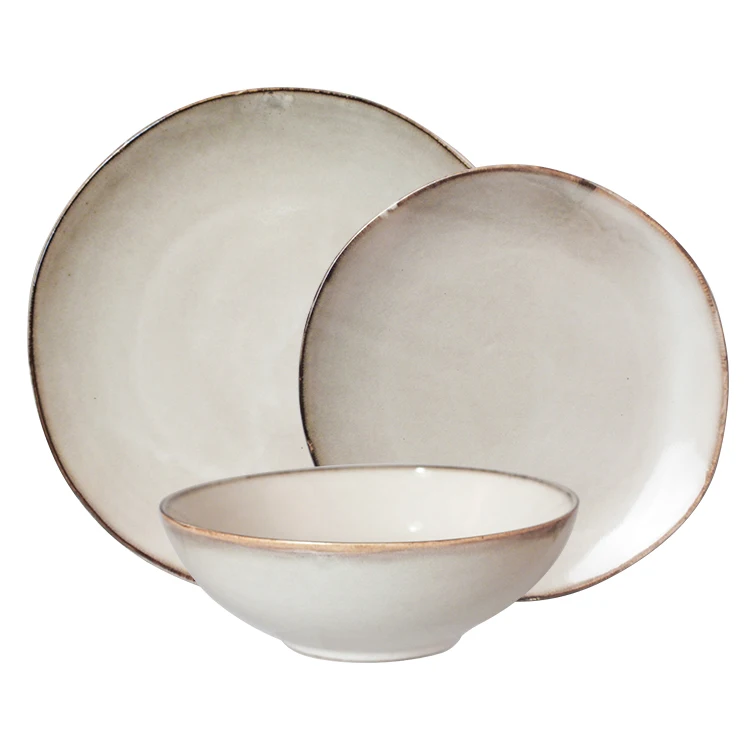 Wholesale factory supply luxury simple style matte Porcelain Ceramic Flat Dinner ceramic plate and bowl dinnerware sets