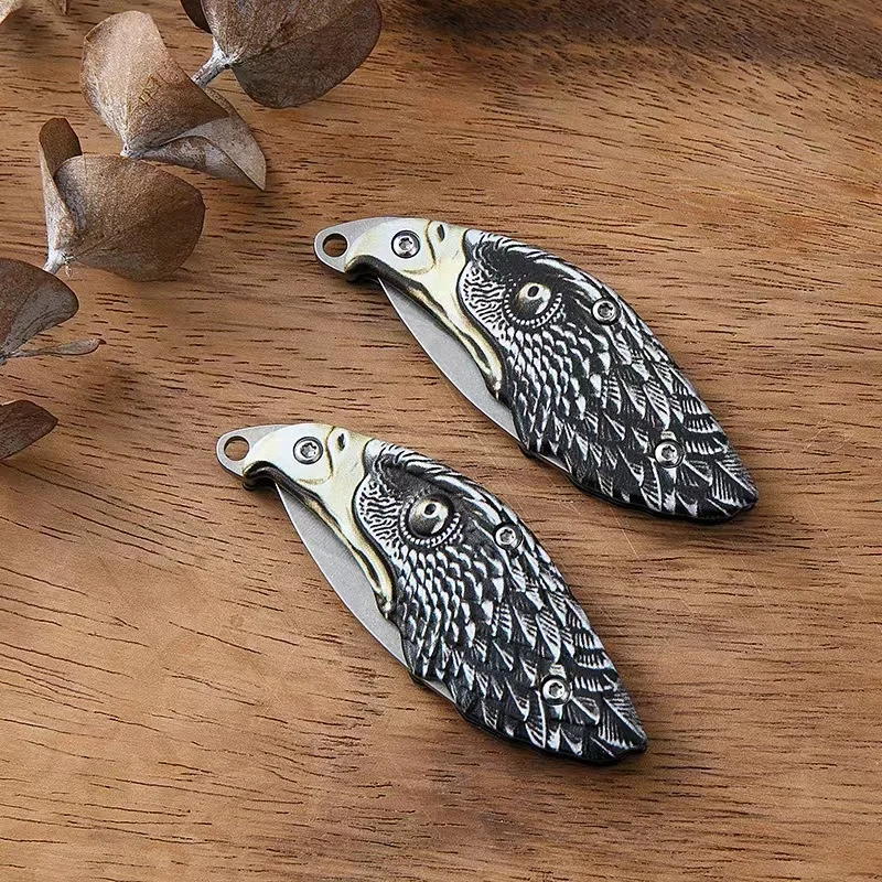 Easy Carry Small Size Folding EDC Keychain Knife Outdoor Survival Hunting 3D Eagle Stainless Steel Hiking Rescue Tool