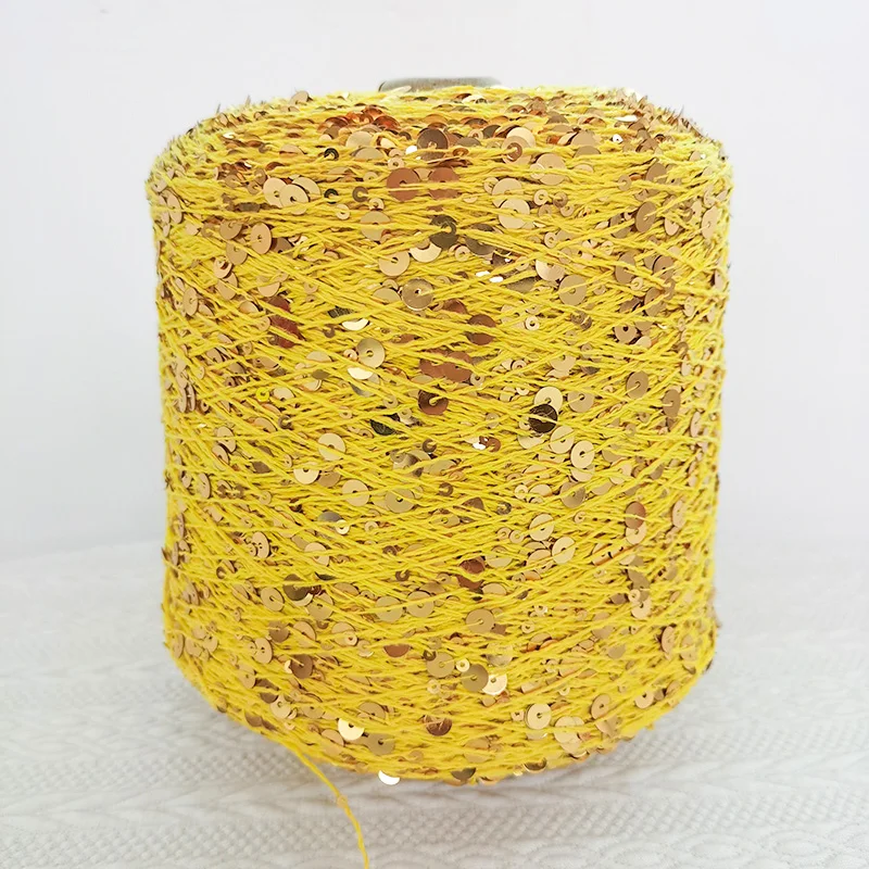 
Wholesale Manufacturers Spot Stock 3MM+6MM Sequin Yarn 100% Cotton Fancy Yarn For Hand Knitting 