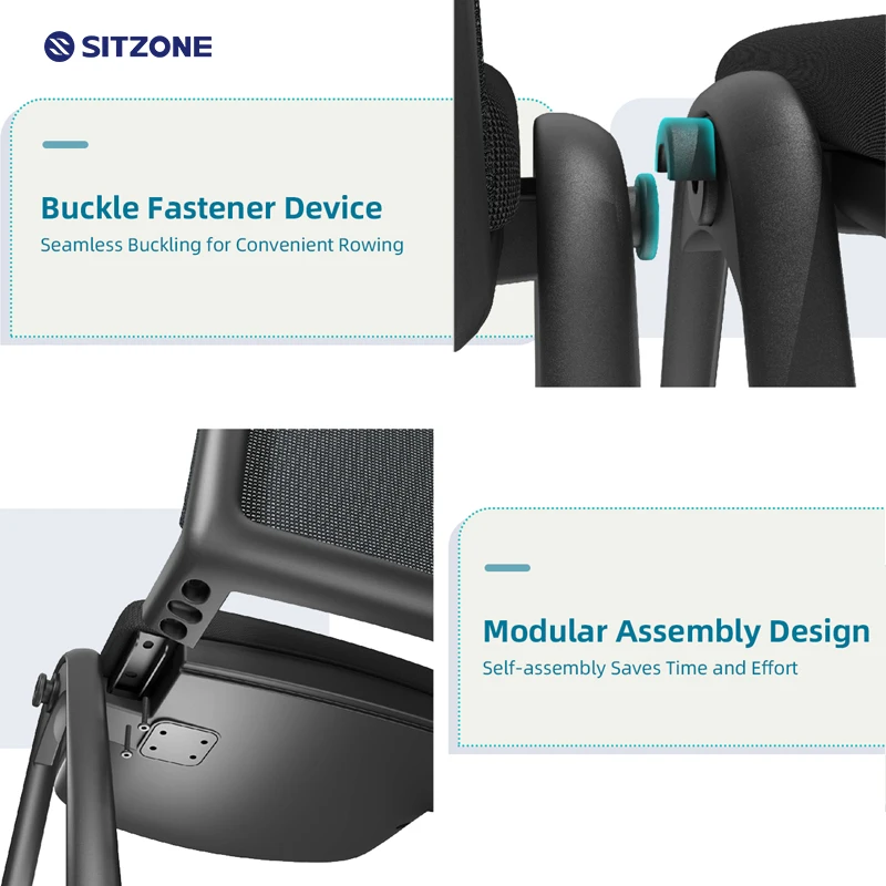 Sitzone School Conference Rooms Stackable Meeting Chair Wth Rotatable Writing Tablet Office Foldable Mesh Training Chair