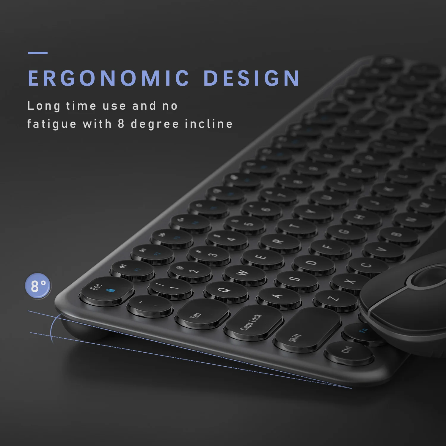 Slim Ergonomic Keyboard Mouse with Round Keys for Windows Laptop PC Notebook Wireless Keyboard and Mouse Set