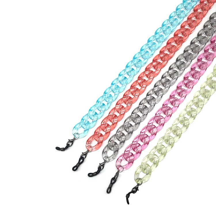 E009 Customized New Colorful Long Clear Acrylic Link Necklace Glasses Chain for Sunglasses