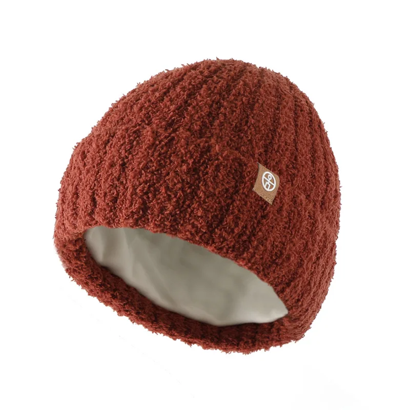Warm Fleece Lined Thicken plush Knitted Beanie for Kids knit baby hat