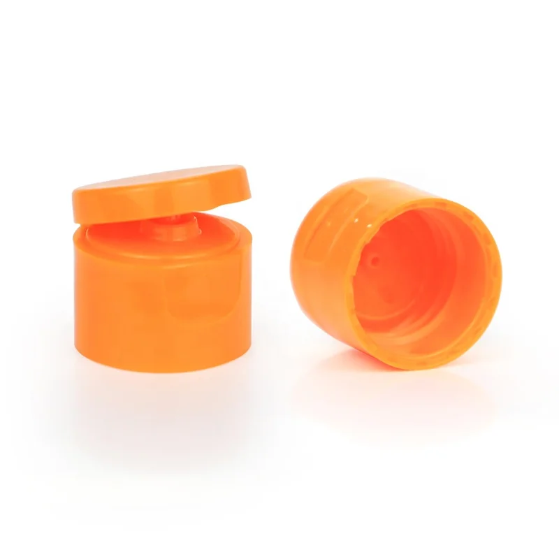 20/410 Plastic Bottle Flip Top Cap Custom Orange Color Flip Top Cap