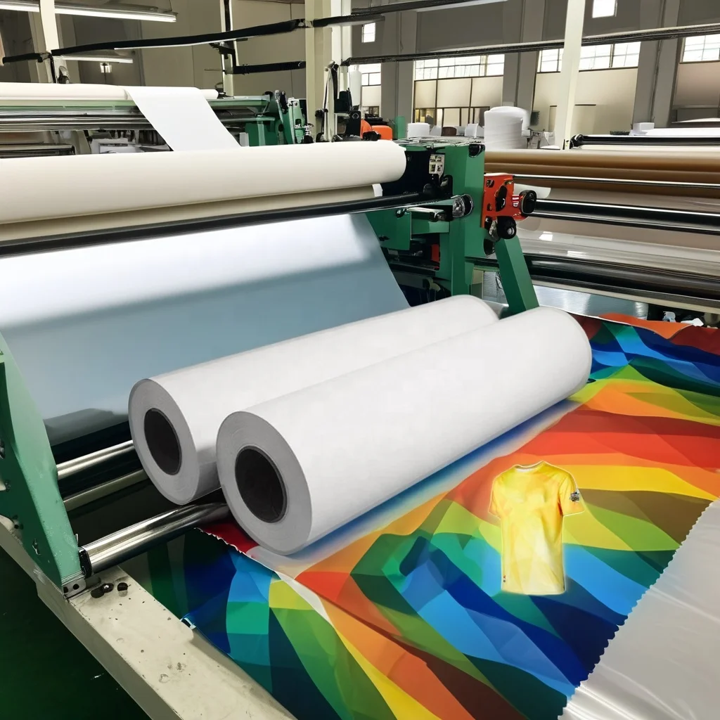 Factory custom size 29/35/40/45/50/60/70/90/100gsm high quality fast dry white sublimation film paper roll for printing fabric