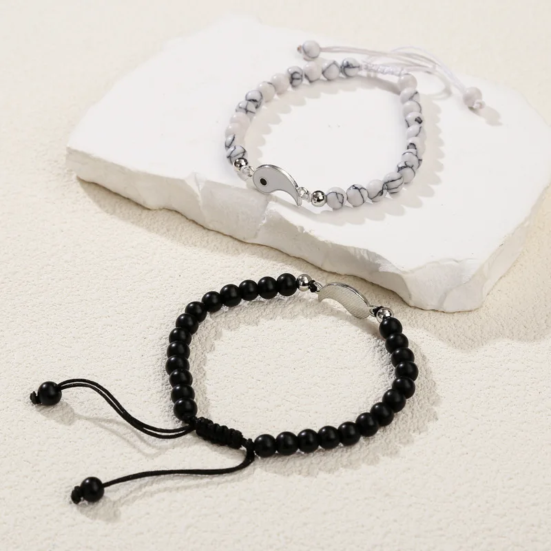 Hot Sale Eight-diagram-shaped Appetizer Bracelet Hand-woven Frosted Stone White Turquoise Bracelet Couple Gift