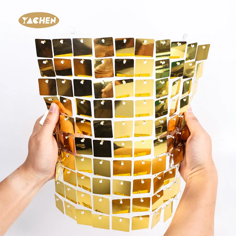 YACHEN High Quality Colorful Square Dreamy Blue Shimmer Sequin Wall Panels Backdrops for Party Wedding Event Decoration