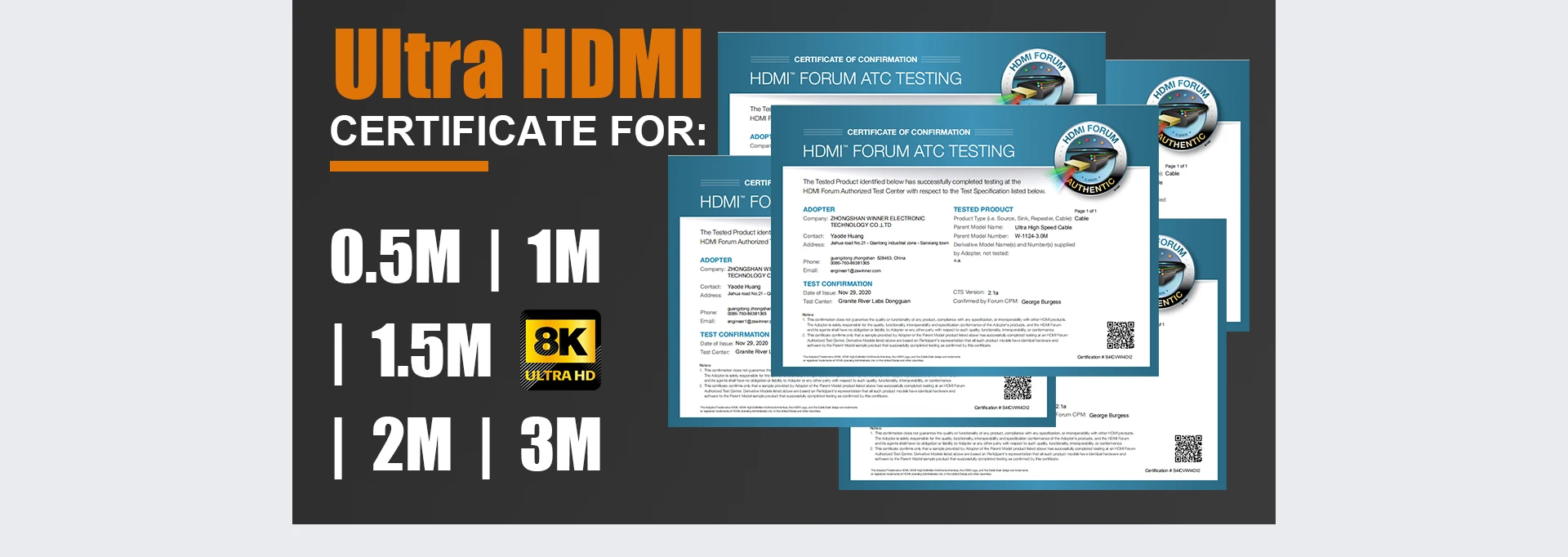  Сертифицированная HDMII версия высокоскоростной 48 Гбит/с поддержка HDR тест 8K 60Hz 4K 120Hz разрешение 8k HDMI