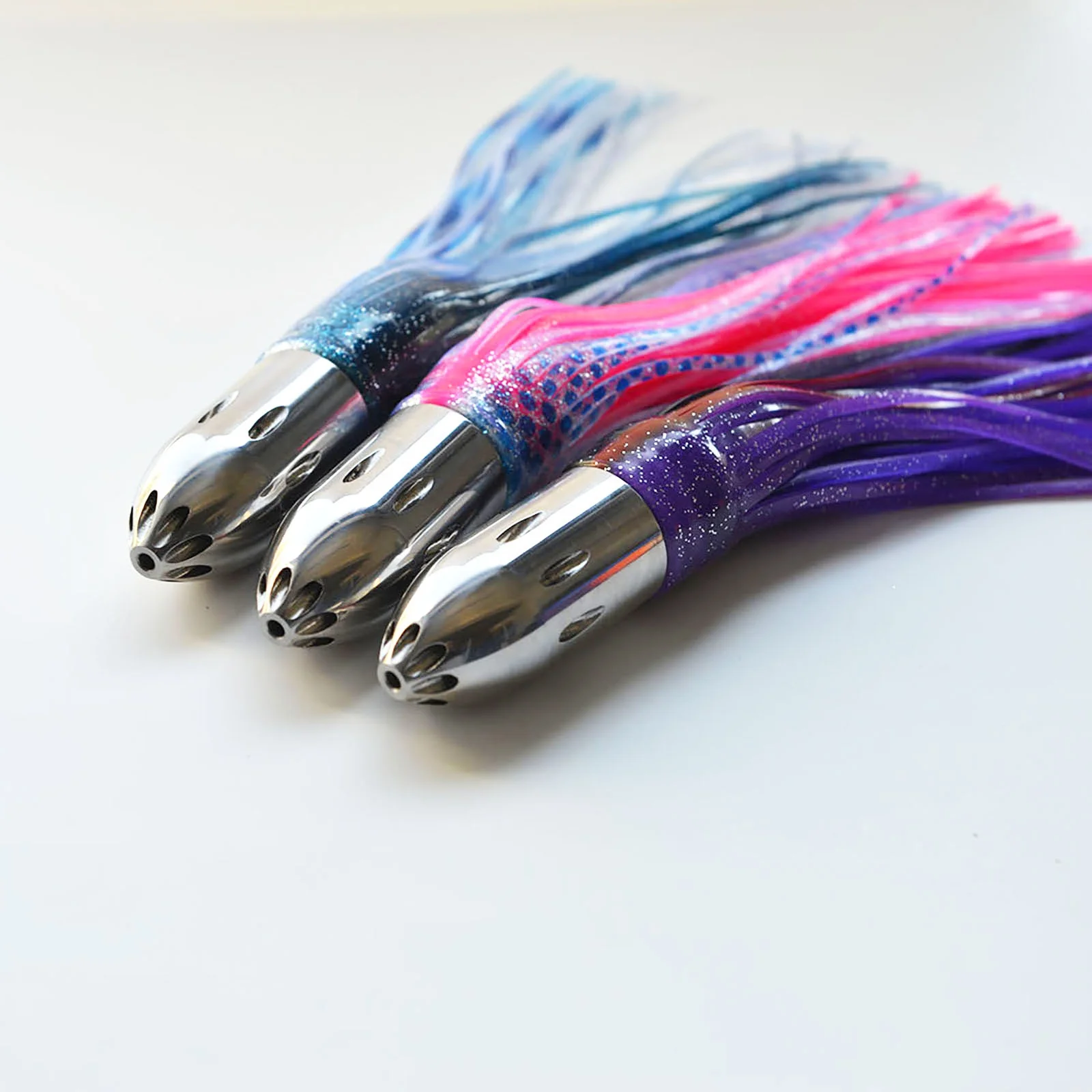 High Quality  Trolling Skirt  Lures Stainless Steel Lure Double Skirted Mirror Polish 440g Head