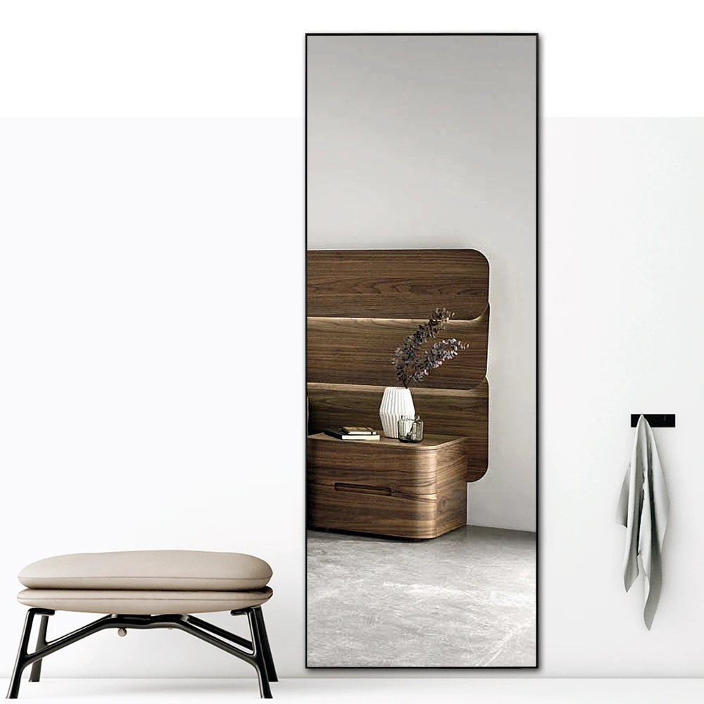 Aluminum alloy framed full size full length standing dressing mirror for living room