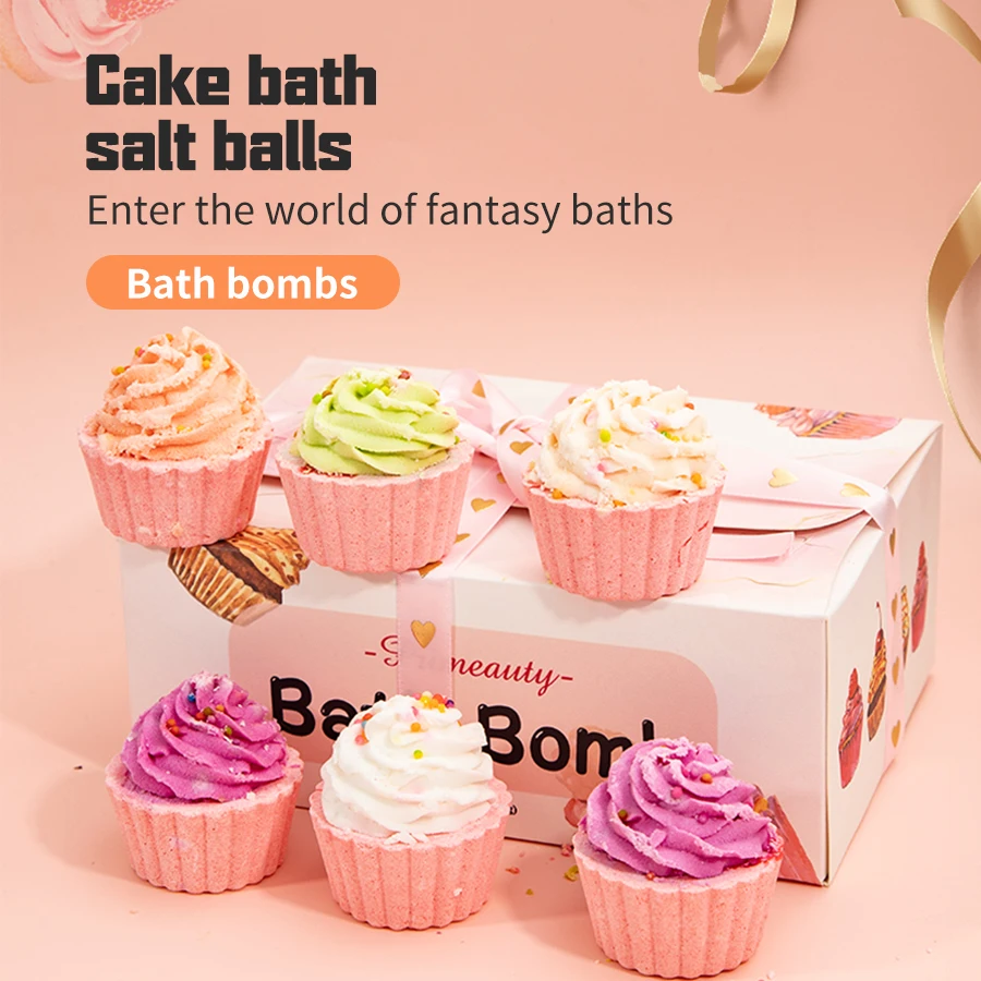 Wholesale Custom Colorful Cake Bubble Bath 100% Natural Ingredients Handmade Bath Bombs Kids Cute Cupcake Bath Bombs