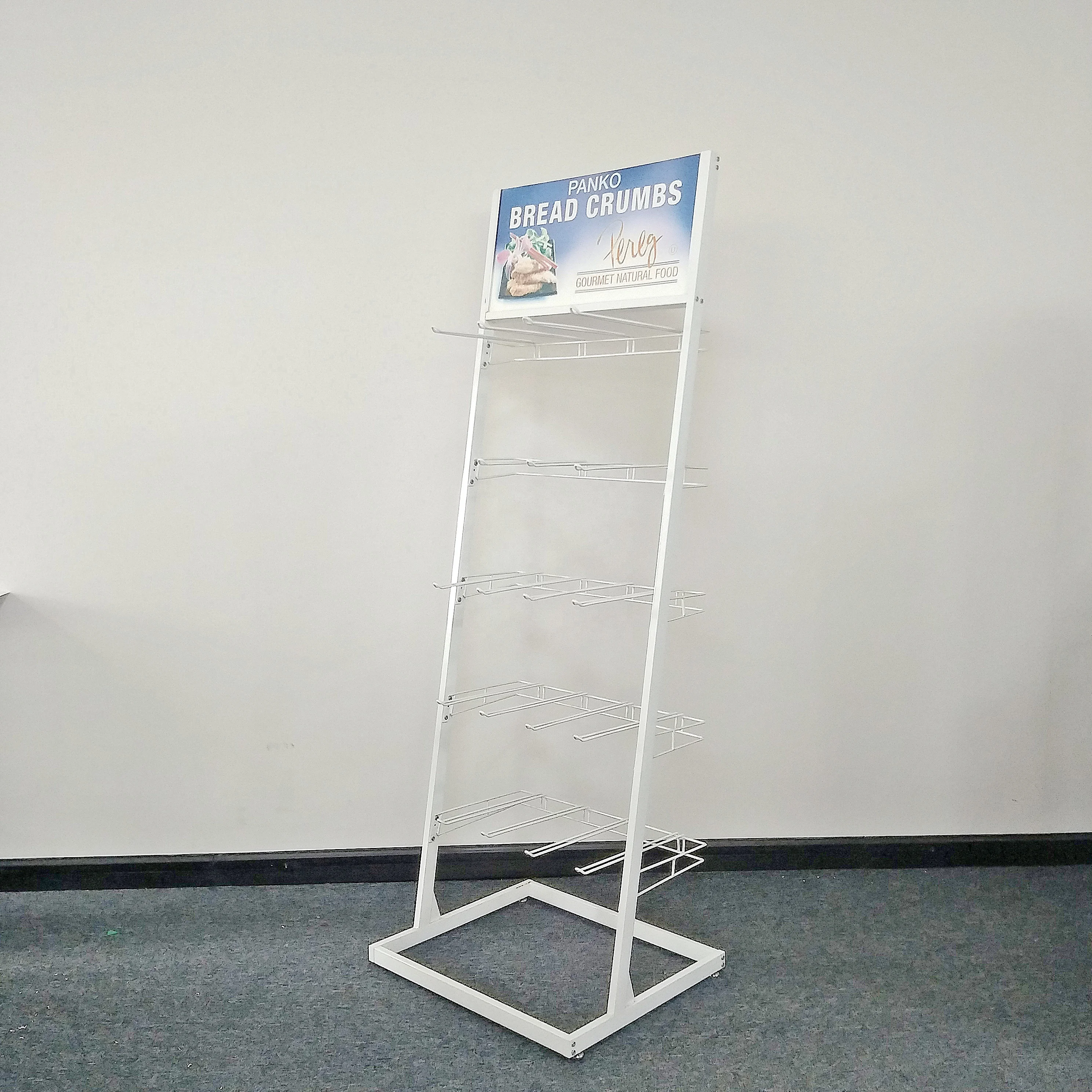 retail store shop supermarket  floor metal wire sauce spices product display shelves stand rack