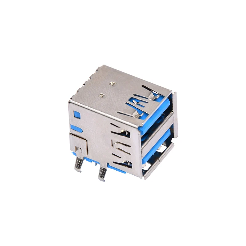 Dual USB 3.0  A Connector 90 Degree Horizontal Type Femel Socket Connector
