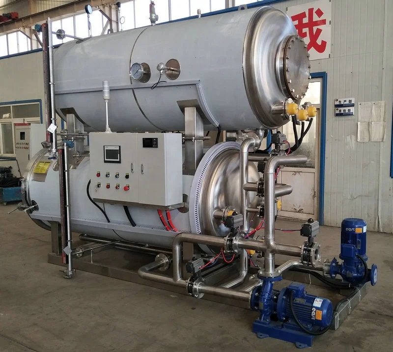 water immersion horizontal high pressure steam automatic sterilizer autoclave for fish cans