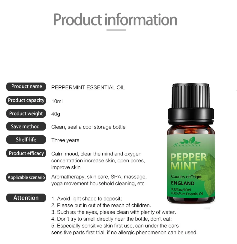 Natural Peppermint Essential oil 100%Pure Massage Essential Oil new Fresh mosquito repellent refreshing analgesic skin care