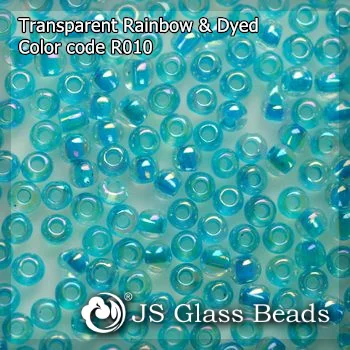 High Quality Fashion JS Glass Seed Beads - R006# Rainbow Dyed Aqua Blue Transparent Rocailles Beads For Garment & Jewelry
