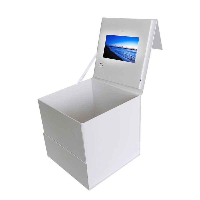 Foldable video gift box with 5 inch 7 inch 10.1 inch LCD save shipping cost, Flattened new design video box for mailing.
