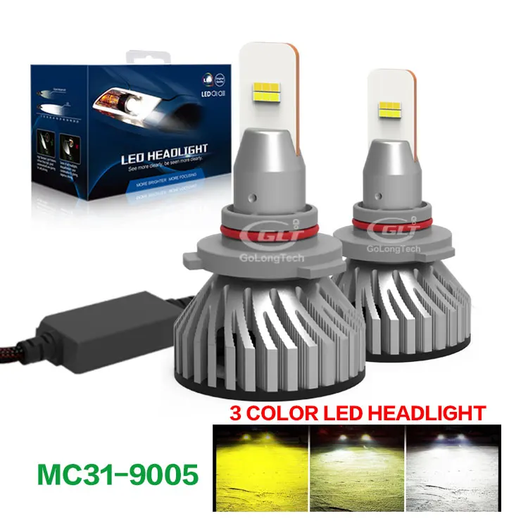 
9005 car MC31 3 Colors led auto headlight 12000 lumen led headlight Bulbs Car led Headlight 
