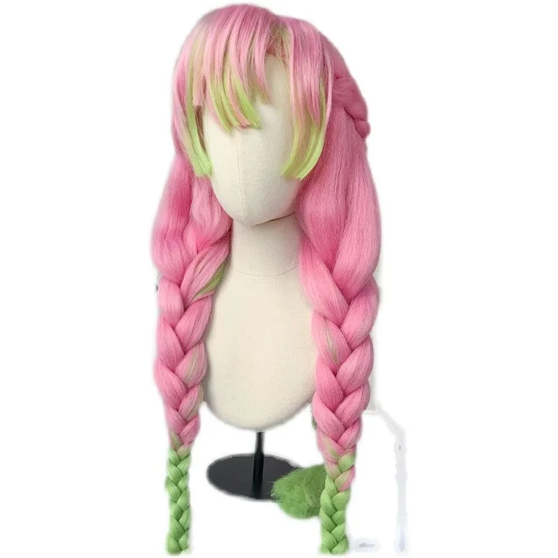 Ainizi high quality Japanese anime Demon Slayer Kanroji Mitsuri triple braid super thick cosplay wig for women