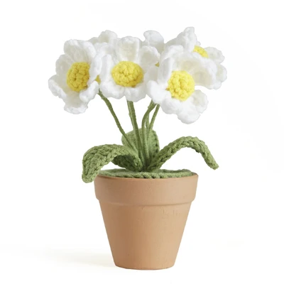 YICAI Handmade Knitted Flowers Crochet Hooks Sunflower Artificial Flowers Fake Flower Pot Car Decoration Ornaments