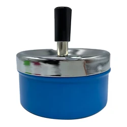 Factory Custom Portable Round Push Down Cigarette Ash Container Metal  Cigar Ashtray With Wind-proof Tray  for figure cigarette