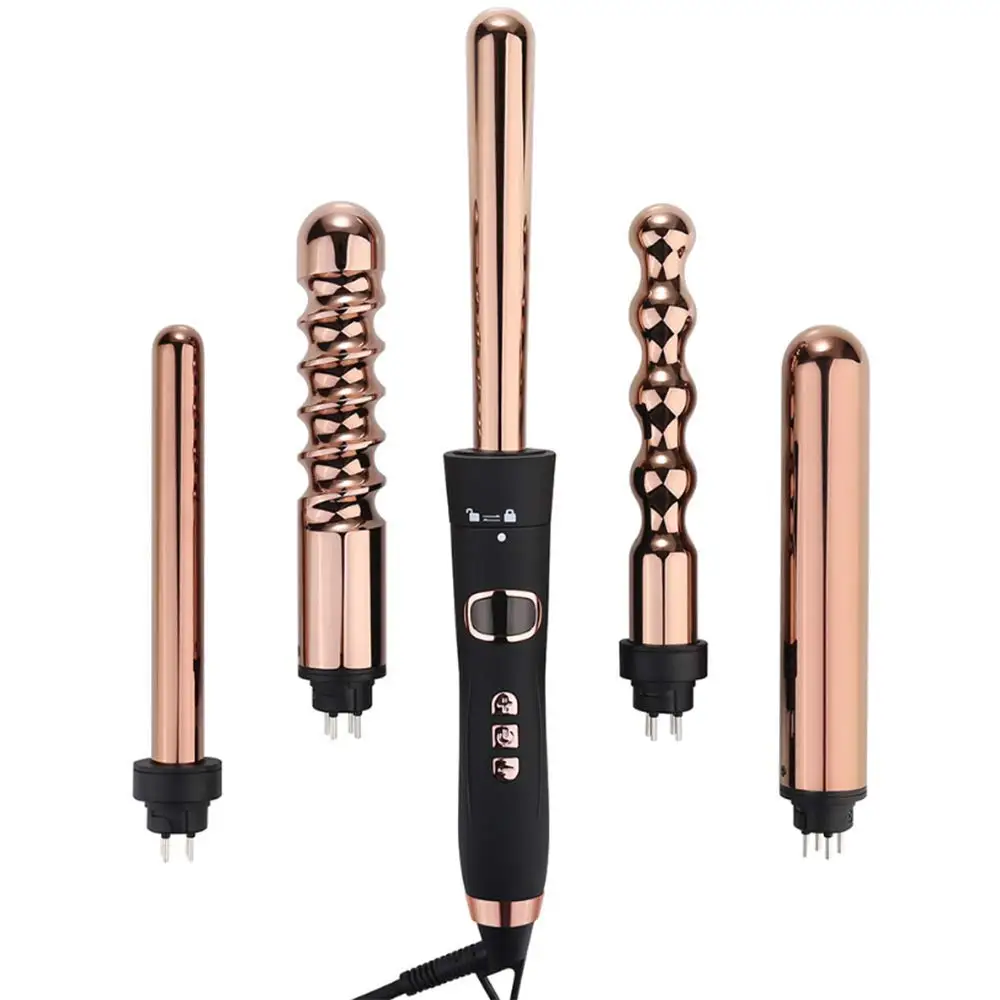 Hair Tools 5 in 1 Curling Iron Wand Tongs Set With 5 Interchangeable Hair Curler Ceramic Barrels for All Hair Types
