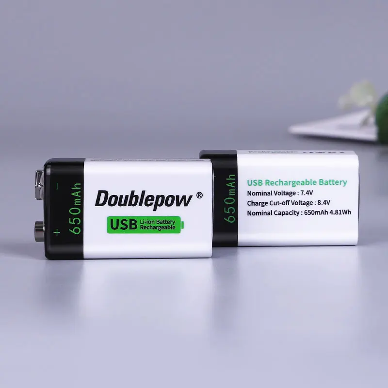 Doublepow 9V Micro USB Li-Ion Rechargeable 650mah 9V Battery packs For Home Appliances