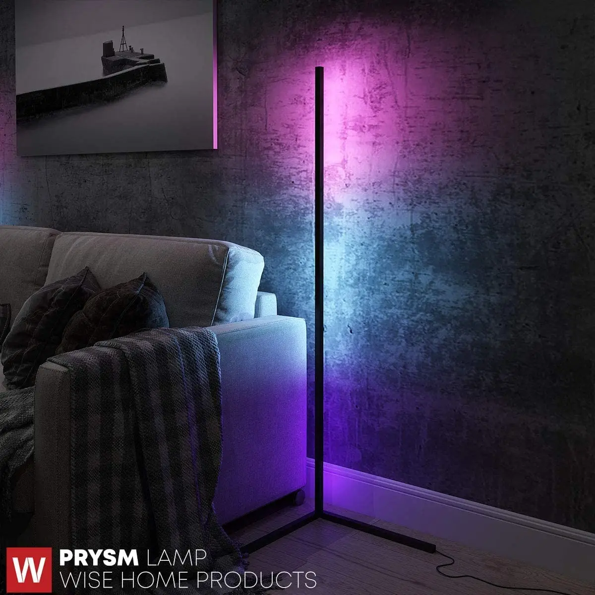 Modern bedroom black led simple floor light  base color changing minimum corner stand smallest corner rgb lamp