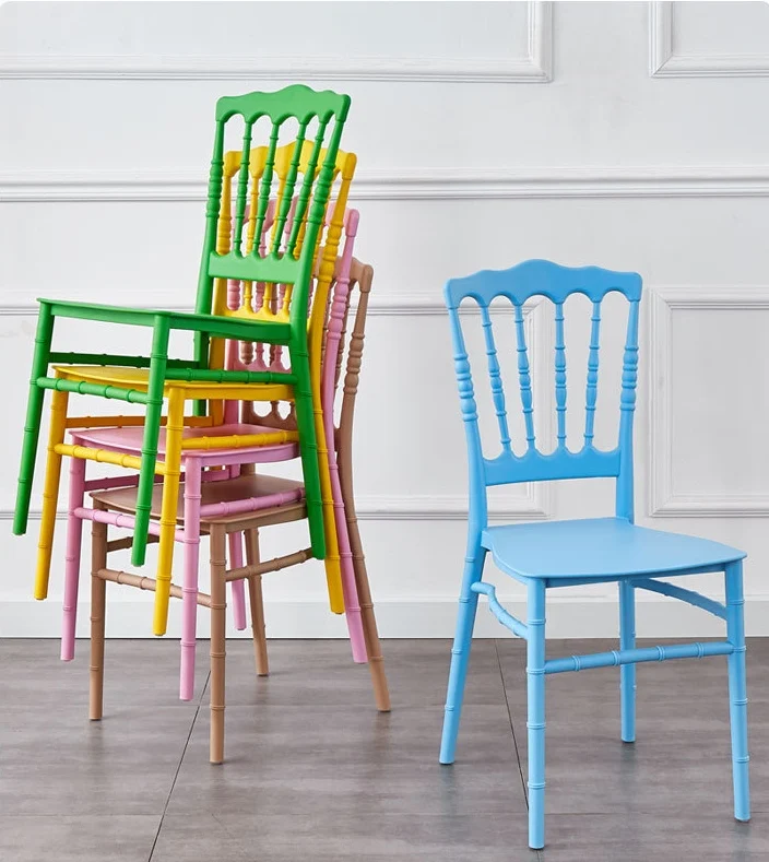 Modern Simple White Plastic Backrest Home Restaurant Hotel Outdoor Wedding Napoleon Chair