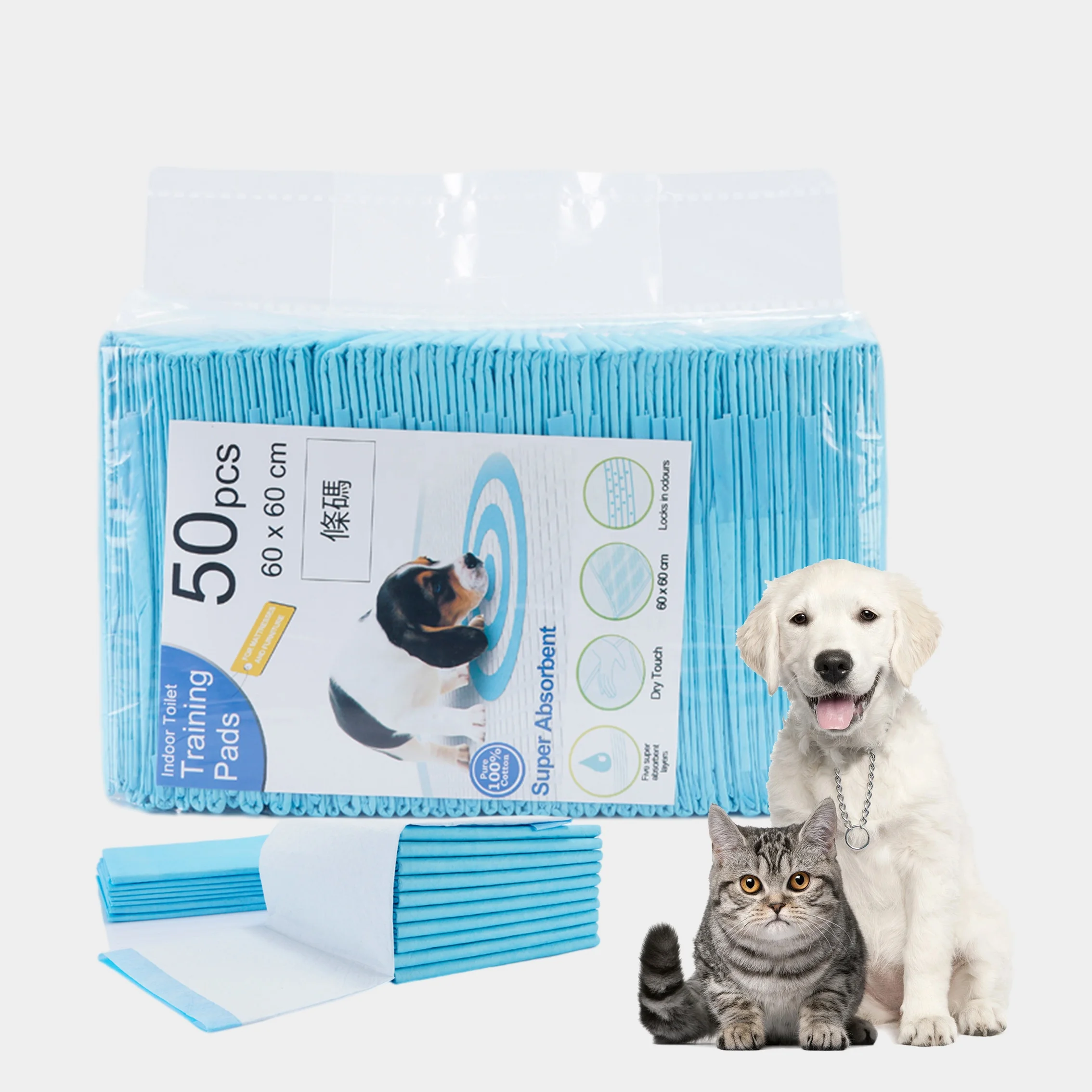 Manufacturer Wholesale S-XL Dog Urine Pad disposable underpad 90 x 60 pet 5-layer dog and puppy pee pads