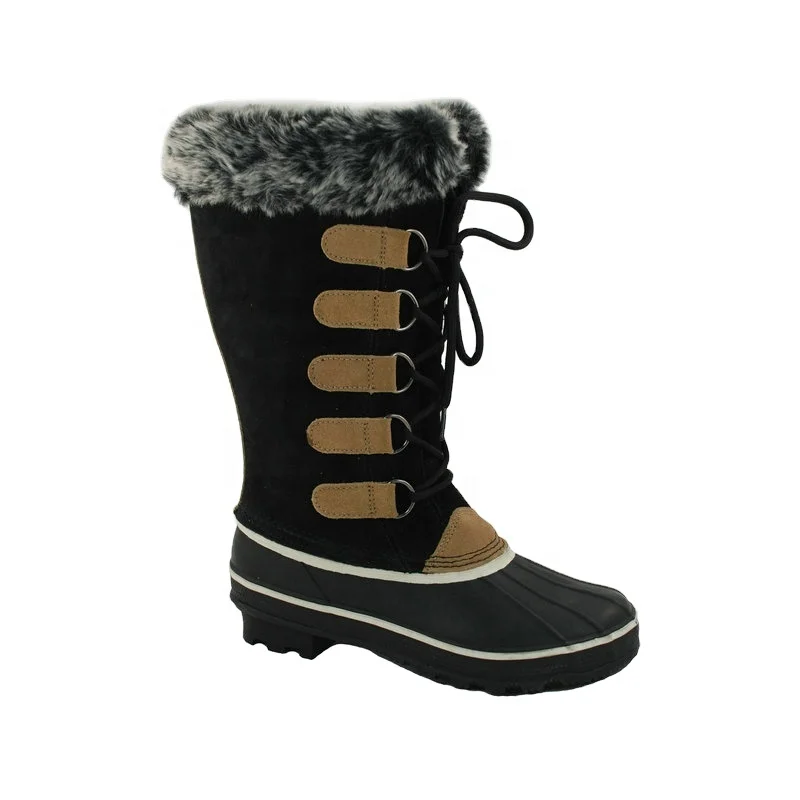 Wholesale TPR Sole long fur Warmer Foot Outdoor  Snow Boots Shoes Warmer Thick Bottom Round Winter tall Snow Boots For Women