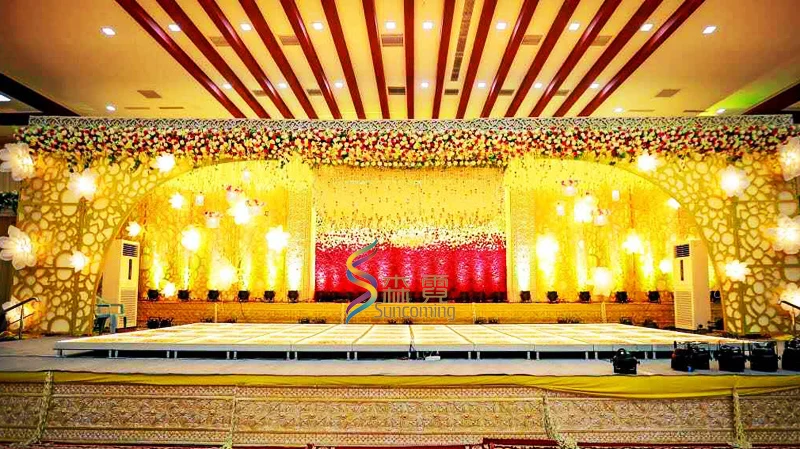 New Diy Flowers Wireless Magnetic Led 3D Mirror Glass Dance Floor For Wedding Party Event Hire